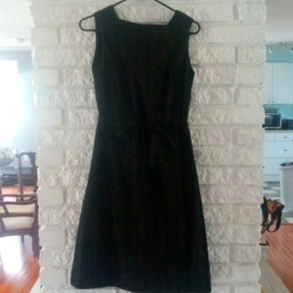 Black cotton Vintage tie waisted dress sz 8
